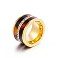 Chunky gold stainless steel ring with tortoiseshell finish and crystal inlay - Gold Tortoiseshell Style (KR33263-K)