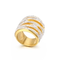 Luxurious wide multi-layer gold ring for women with full crystal pavé setting - US 6