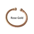 Rose gold magnetic copper cuff bracelet with twisted cable design and bead ends - Rose Gold