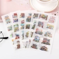 Cute watercolor house stickers set on pink desktop with decorative props - 11. Street Shops