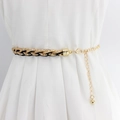 Elegant woven black ribbon and gold metal waist chain belt for women dresses - WP267 (Black Gold Woven Hook)