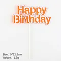 Orange Happy Birthday cake topper with white outline, 9x12.5cm size and lightweight design - Orange