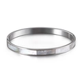Elegante bracciale rigido in acciaio inossidabile da 6mm con inserti in conchiglia - Stile con Intarsio di Conchiglia (KB124381-K) / Argento (KB124381-K)