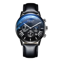 Orologio al quarzo da uomo business con cinturino in pelle nera e display calendario - Cassa Nera Scala Argento Cinturino in PU Nero