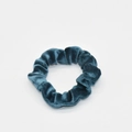 Detail of dark green ribbed velvet scrunchie showing fine texture and premium fabric - Dark Green
