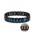 Men's magnetic stainless steel bracelet in black finish with blue carbon fiber inlay - Full Magnetic Blue Stripe Middle
