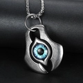 Retro-Punk-Dämonenauge-Anhänger-Halskette in Altsilber-Optik mit blauem Augen-Detail - Blaues Auge Ohne Kette (C0803)