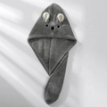 Absorbent microfiber hair drying towel cap in cute grey cartoon animal koala design - 65*25cm / Bunny Ears Triangle Hat Gray