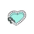 Spilla creativa in smalto a forma di cuore con colori verde acqua e bordo bianco - Piscina a Cuore