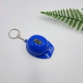 Blue mini safety helmet keychain with LED light function and metallic ring link - Blue