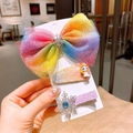 Lot de barrettes arc-en-ciel avec flocon de neige et poupée princesse pour filles - Ensemble de 3 pièces dégradé arc-en-ciel / Papillon Arc-en-ciel