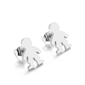 Polished silver stainless steel stud earrings featuring a minimalist boy figure design - Person Silhouette / Steel (KE89948-K)