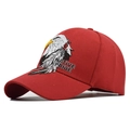 Berretto da baseball rosso in cotone con ricamo aquila e scritta Native Pride - Regolabile / Testa di Aquila Rosso