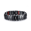 Men's black stainless steel magnetic bracelet with red and silver energy elements - Black
