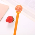 Creative orange lollipop gel pen with cute silicone top for school stationery - 0.5mm / Orange