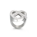 Bague argentée évidée avec cœur et symbole infini sertie de cristaux brillants - US 7 / Style Entrelacé Infini Coeur d'Argent (KR34664-K)