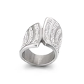 Bague large polie en argent avec cristaux scintillants et texture tissée élégante - Kr35557-ad / N° 6