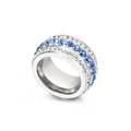 Zilveren en blauwe zirkonia ring van titaniumstaal met gepolijste afwerking - US 7 / Blauw Wit Steen Zilver Stijl (KR32060-K)