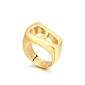 Industrial gold-plated titanium steel ring with geometric rectangular cutout design - US 6 / Gold Geometric Hollow Style (KR38541-K)