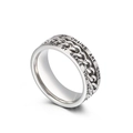 Rotating stainless steel chain ring in silver with engraved inspirational quote - US 6 / Silver Bible Verse Spinner Style (KR37665-K)