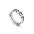 Silver titanium steel ring with sparkling zircons and engraved bible verses - US 6