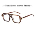 Fashionable square-frame blue light glasses with double bridge in transparent tea color - Transparent Tea