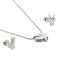 Elegante conjunto de collar y pendientes de mariposa en plata con acabado metálico - Estilo Mariposa Color Acero (KS128376-KFC)