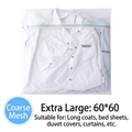 White coarse mesh laundry bag 60x60cm for washing coats and bed sheets with green zipper - Coarse Mesh XL 60*60cm