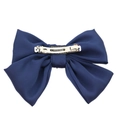 Eleganter großer marineblauer Satin-Schleifen-Haarclip mit Metall-Federverschluss - Dunkelblauer Federclip
