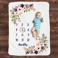 Coperta pietra miliare neonato in morbida flanella con fiori e mesi per foto - Floreale Viola
