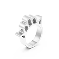 Minimalist silver stainless steel hollow crown ring with a matte brushed metal finish - US 6 / Silver Crown Hollow Style (KR37189-K)