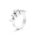 Modern hollow palm shaped stainless steel ring in polished silver finish - US 6 / Silver Asymmetric Hamsa Style (KR37188-K)