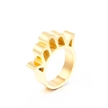 Polished gold stainless steel irregular crown ring with minimalist textured design - Gold 5-Peak Crown Style (KR37190-K)