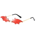 Lunettes de soleil chauve-souris rouges avec branches en métal doré et sans monture - Monture Dorée Rouge Transparent