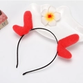 Cute red plush reindeer antler headband with soft faux fur trim for festive holiday party - Reindeer Style / Pink