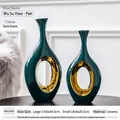 Modern emerald green and gold ceramic hollow vases for luxury living room home decor - Dark Green Gold (Hollow Vase Combination)
