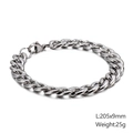 Sleek 9mm wide silver Cuban link bracelet in stainless steel with 205mm length - Silver-205x9mm (KB126661-Z)