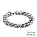 Polished silver Cuban link bracelet in 205x11mm size with secure lobster clasp - Silver-205x11mm (KB126662-Z)