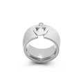Anello ad ancora in acciaio inossidabile argento lucido con cristallo da donna - US 6 / Stile Ancora Argento (KR38632-K)