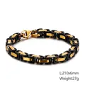 Black and gold stainless steel curb chain bracelet with lobster clasp 210x6mm size - Black & Gold (KB106722-Z)