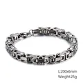 Pulsera de cadena bizantina de 6mm para hombre en acero pulido, largo 200mm - Plata (KB106725-Z) / 200mmx6mm