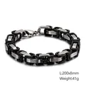 Silver and black Byzantine steel bracelet for men with lobster clasp, 200mm length - Thickened Black & Silver (KB106716-Z)