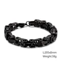 Men's black Byzantine square chain bracelet in 8mm stainless steel with polished finish - Thickened Black (KB106717-Z)