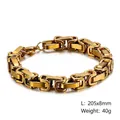 Gold plated stainless steel Byzantine chain bracelet with 205mm length and 8mm width - Thickened Gold (KB106719-Z)