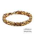 Golden Byzantine style stainless steel chain bracelet with tight interlocking links - Gold (KB106727-Z)