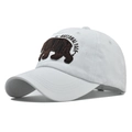 Vintage white cotton baseball cap featuring brown bear embroidery and National Park text - Adjustable / White Bear