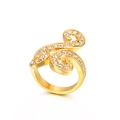 Bague rétro en acier inoxydable plaqué or 18k avec design S et micro-zircons - Style Volute en S (KR31298-K)