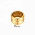 18K vergoldeter, zweischichtiger 13mm Edelstahlring mit glänzend polierter Oberfläche - US 6 / Gold Doppelter Breiter Stil (JDR201155)