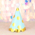 Cute light blue party hat with gold polka dots and white pom pom for birthdays - Tiffany Blue Gold Dot Wavy Sequin Ball Hat