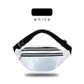 Holographic white laser fanny pack for women with adjustable strap and dual zippers - Bright White
